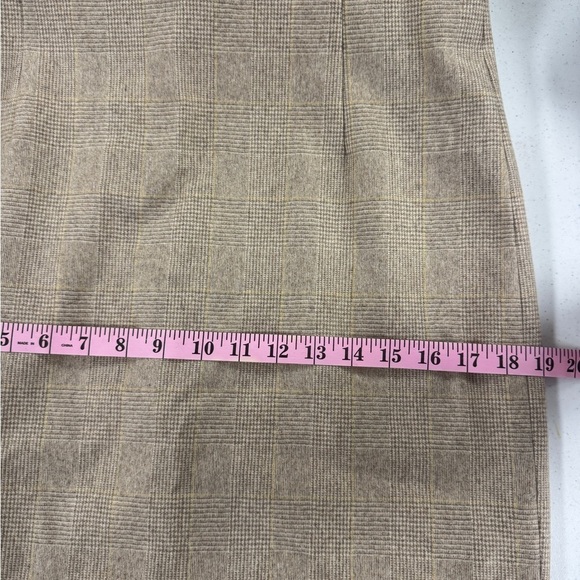 AKRIS PUNTO Tan Sleeveless Check Wool Midi Dress Size Medium - Picture 7 of 16